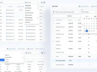 Optio: Tables calendar columns expand fintech norway optio properly rows sort table tables ui