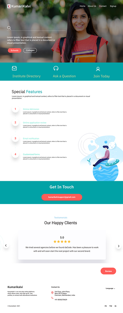 College Site graphic design ui