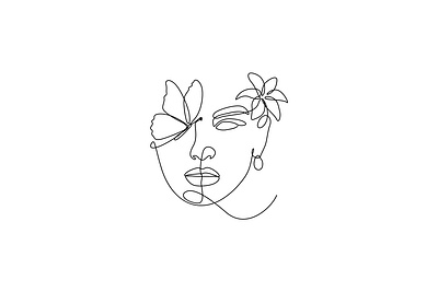 Modern Abstract Female Face Drawing and digital projects. custom line art expert illustration artist one line art tattoo artist wall line art