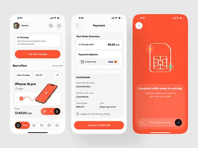 eSIM Package Payment Experience App Design appdesign appinspiration checkout cleanui digitalpayment esim esim app fintech googleplayui mobile app design mobile ui mobileapp mobilecheckout payment simservices smartdesign transaction uidesign uxdesign