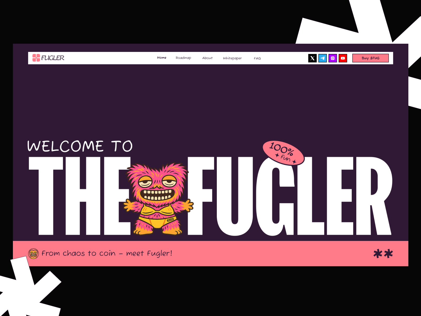 FUGLER- crypto meme token art blockchain crypto cryptocurrency illustration landing page meme meme coin meme coin design meme coin landing page meme coin website meme landing page meme token memecoin website solana token trend uidesign