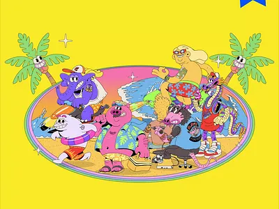 Summer Season - Holiday activities animation artwork beach branding character design graphic design holiday illustration logo mascot motion graphics retro retro mascot rubber hose summer