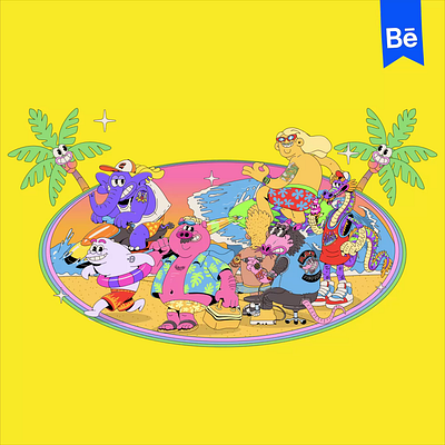 Summer Season - Holiday activities animation artwork beach branding character design graphic design holiday illustration logo mascot motion graphics retro retro mascot rubber hose summer