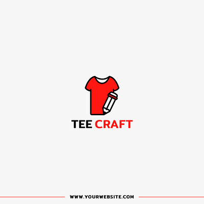 Minimal Logo Design for "TEE CRAFT" with T-Shirt and Pencil Icon brand identity branding design design logo flat graphic design icon illustration logo logo design logos logotype minimal minimal logo modern modern logo t shirt ui unique