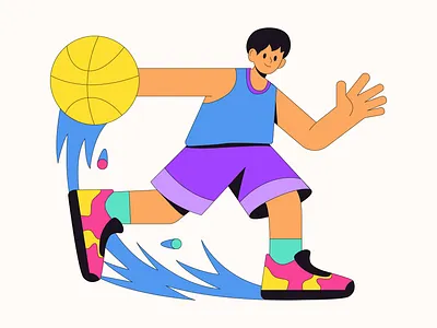 Dynamic Basketball Player action athletic basketball colorful dribbling dynamic energy fitness illustration motion player sport vibrant youth