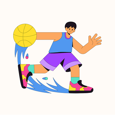 Dynamic Basketball Player action athletic basketball colorful dribbling dynamic energy fitness illustration motion player sport vibrant youth