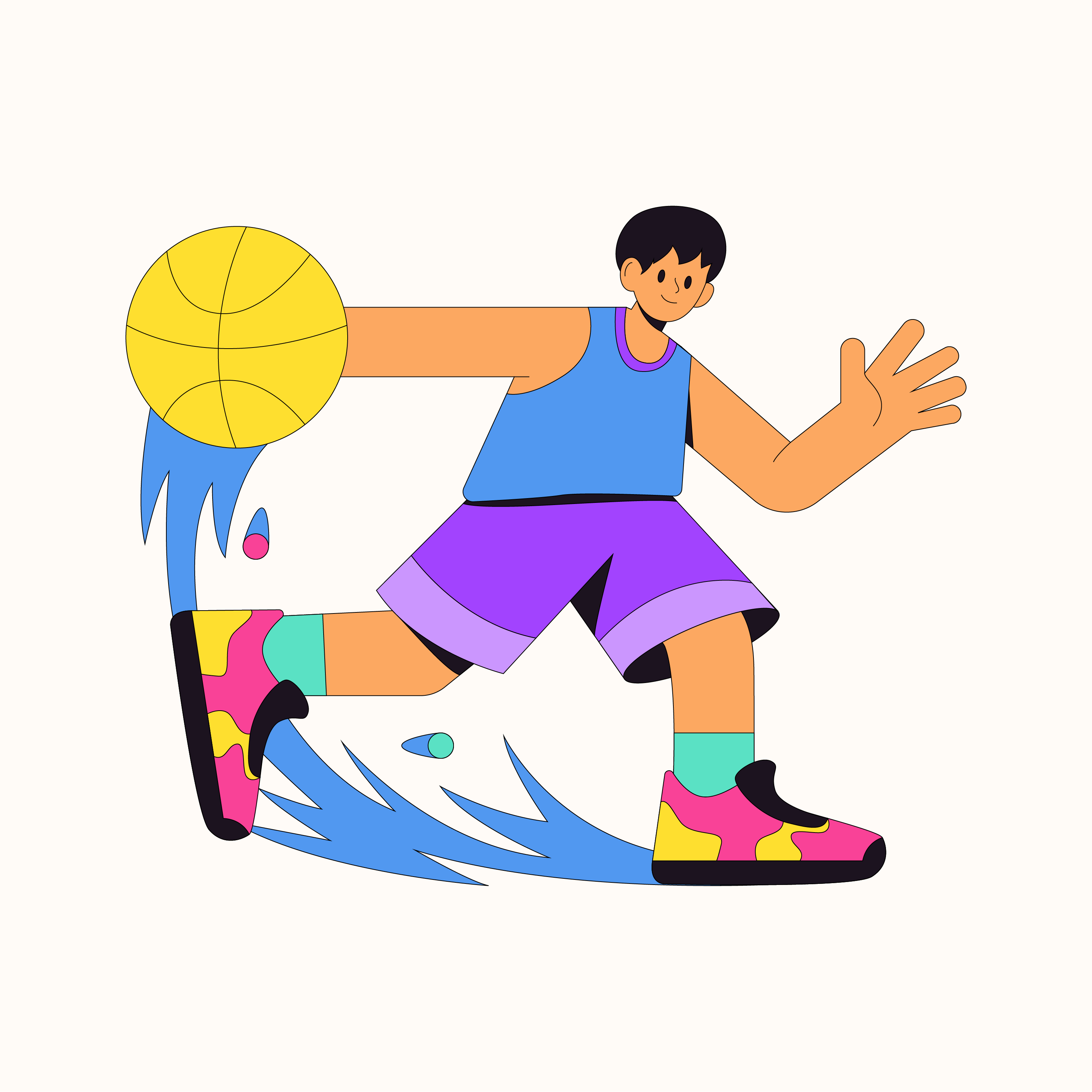 Example of Vibrant Flat Style Sports Illustration