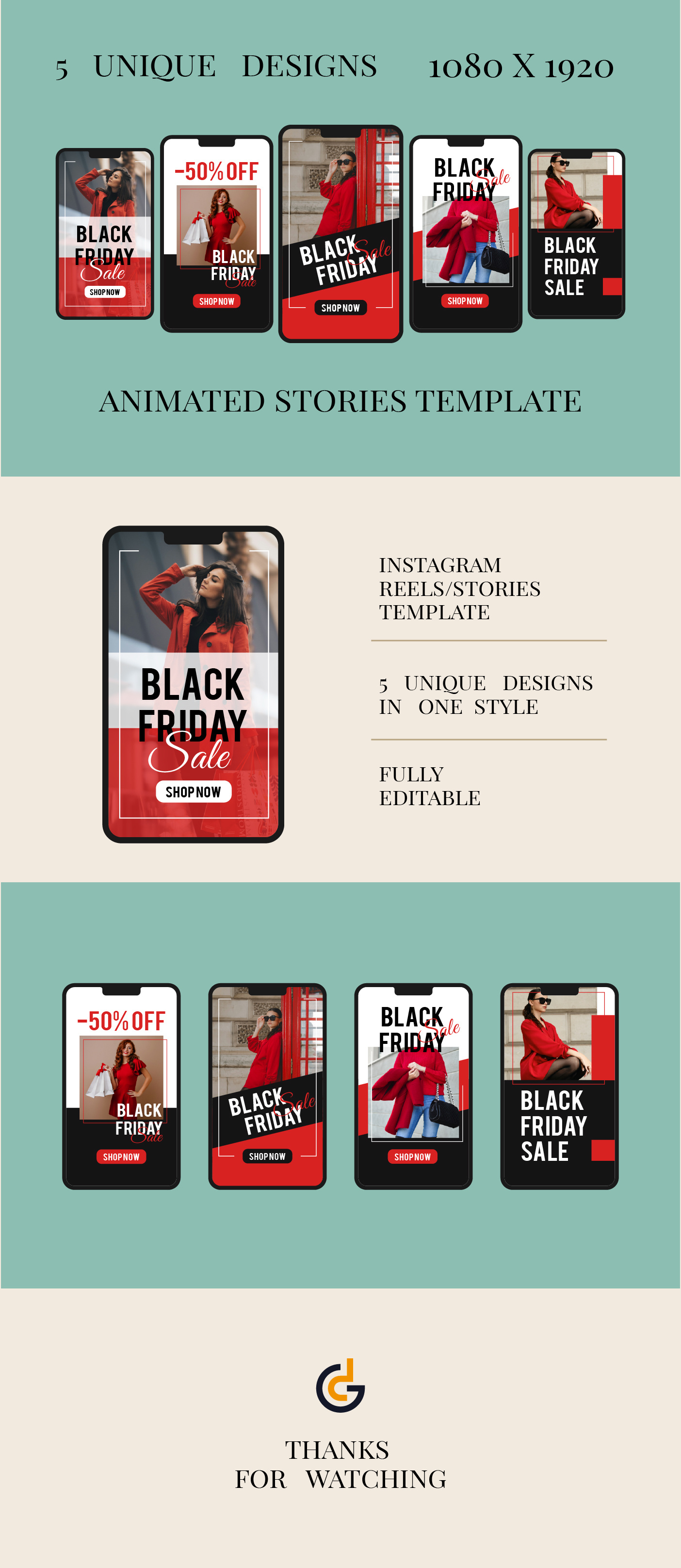Black Friday Animated Stories - Fashion Promo Pack after effects template black friday editable template fashion promo instagram stories motion design promo video reels animation shop now social media story pack tiktok vertical video youtube shorts