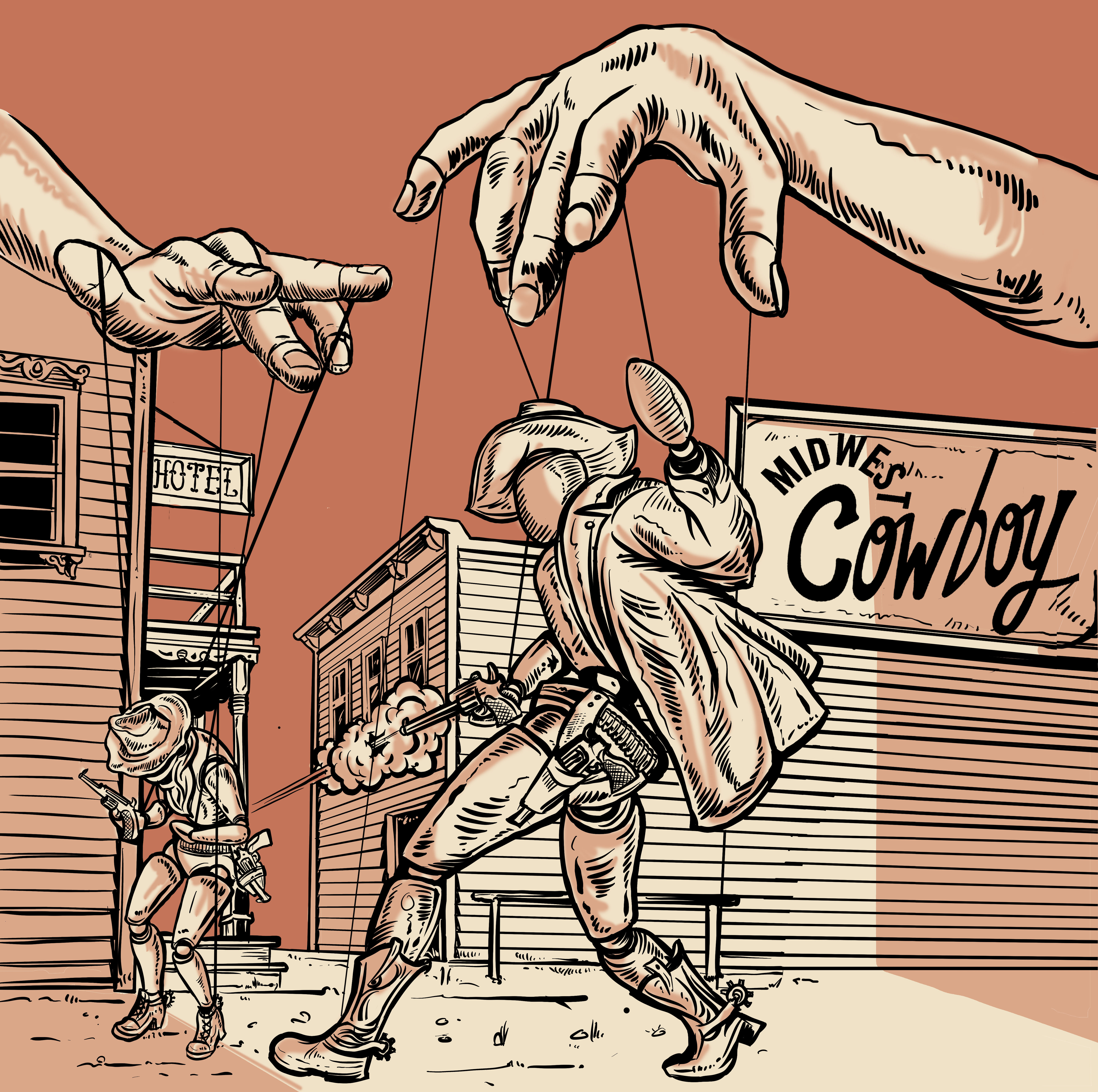 MIDWEST COWBOY branding character cowboy creative illustration detailed sketch graphic design hand drawn art handdrawn illustration illustration print design logo design logo illustration vintage illustration vintage western