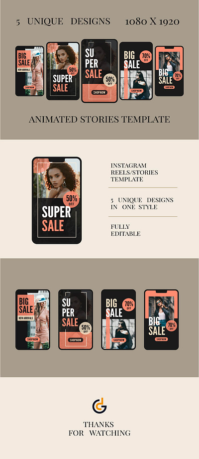 Fashion Sale Animated Stories Template – Reels, Shorts after effects template animated stories black friday promo fashion marketing fashion sale instagram reels mobile video design motion graphics reels social media pack story templates tiktok promo vertical video youtube shorts