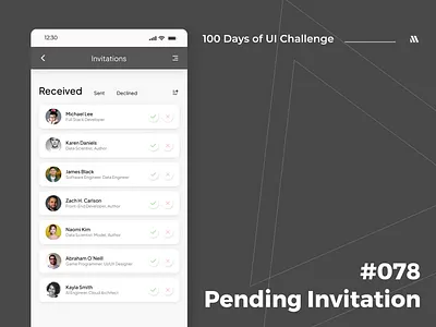 100 Days of UI - Day #078 (Pending Invitation) adobe xd app app design branding dailyui dailyui 078 day 078 day 78 day78 design figma graphic design illustration invitation ui logo pending invitation social media ui ui vector