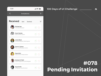 100 Days of UI - Day #078 (Pending Invitation) adobe xd app app design branding dailyui dailyui 078 day 078 day 78 day78 design figma graphic design illustration invitation ui logo pending invitation social media ui ui vector