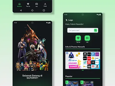 GUTAPAY - Top Up Game App app branding clean coins design game graphic design mobile legens roblox skins top up ui valorant