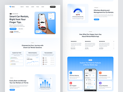 Car Rental App Landing Page app design app landing page automotive app booking app car rental app clean ui digital product figma design interaction design landing page design mobile app design mobile ui modern ui product design responsive design ui ux design user experience user interface vehicle rental web design