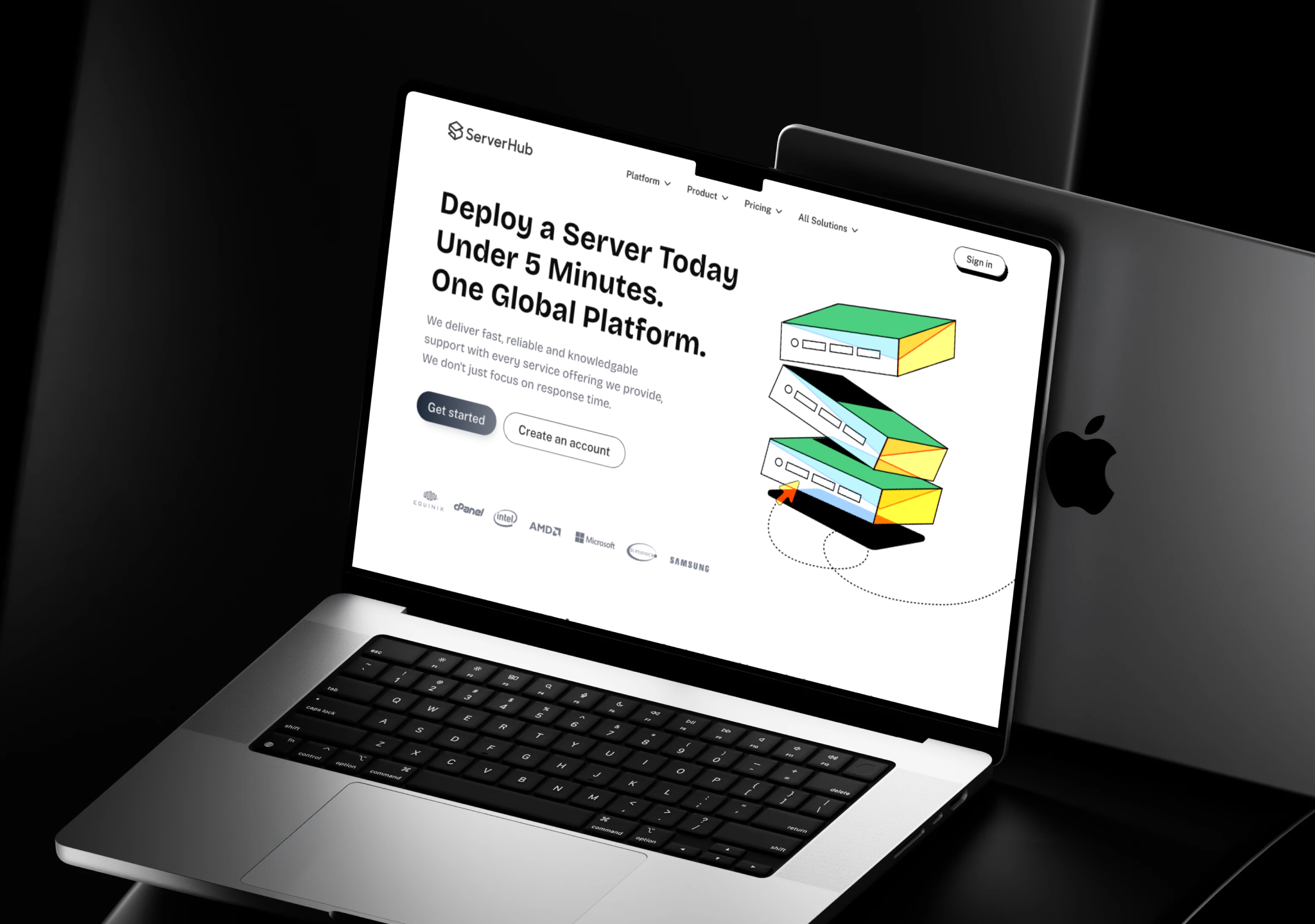 Serverhub's landing page exploration app branding design exploration graphic design header illustration landing logo redesign typography ui vector web web design