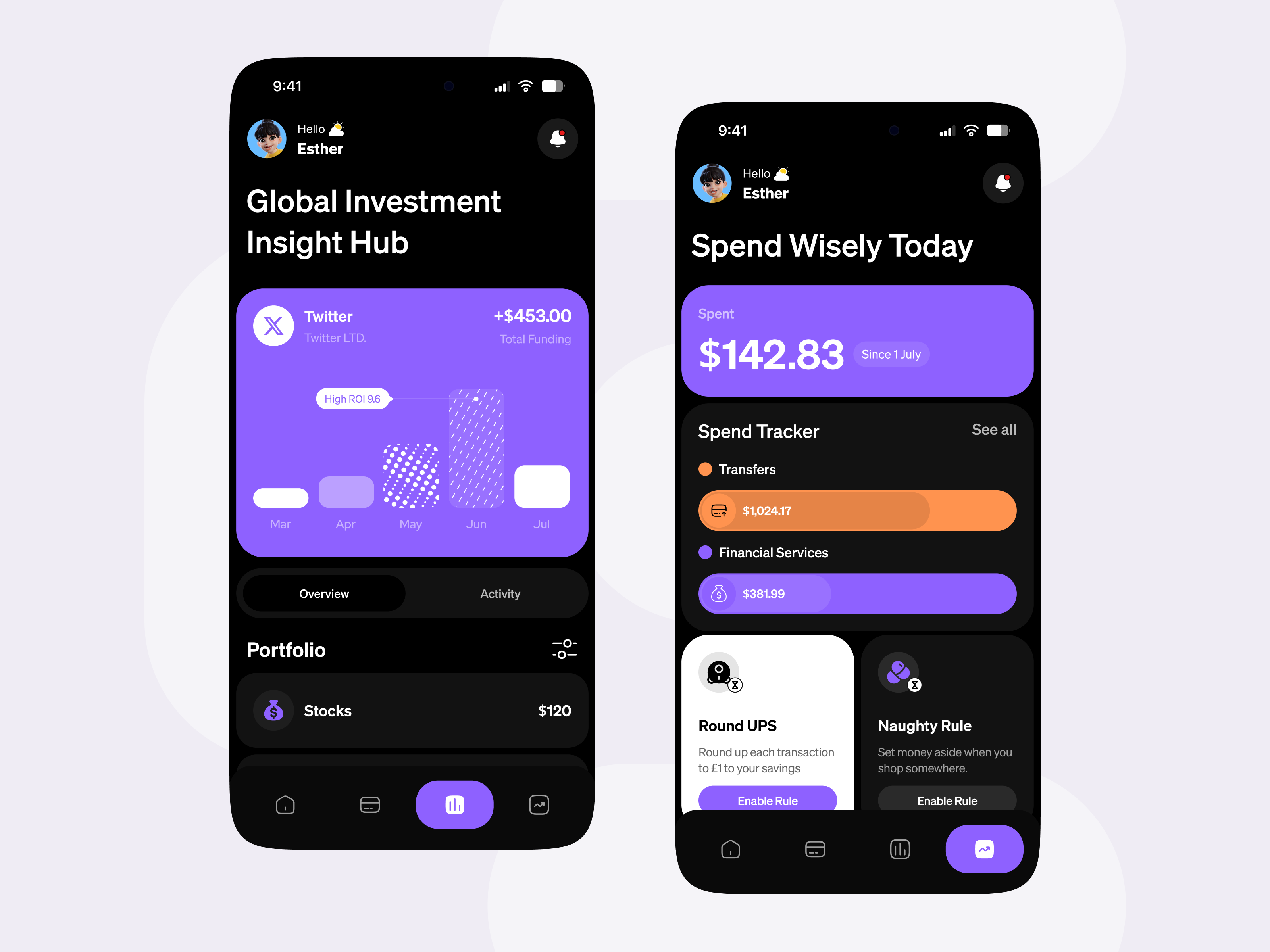 Ecofin - Finance Mobile App app app design finance finance app finance mobile app financial financial app fintech invest investment ios app mobile mobile app mobile app design mobile ui spend ui ux