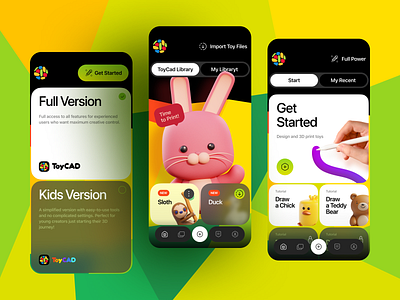3D Design & Print App UI 3d app 3d printing app concept app design cad app children app colorful ui creative tools design app education app interactive design ios kids app learning app mobile app mobile ui modern app design playful design product design toy design
