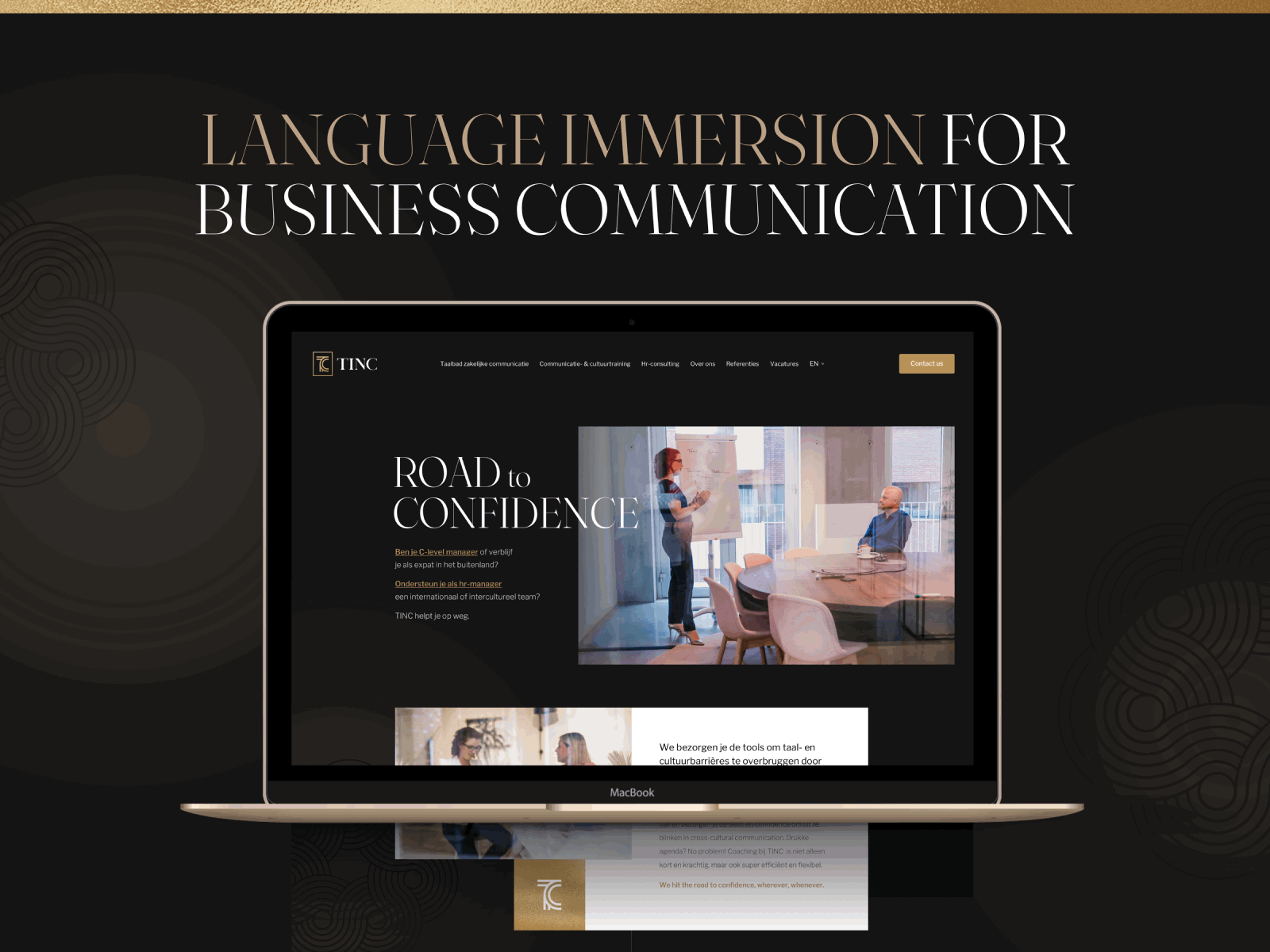 Consultancy website belgium black branding brussels gold graphic design think