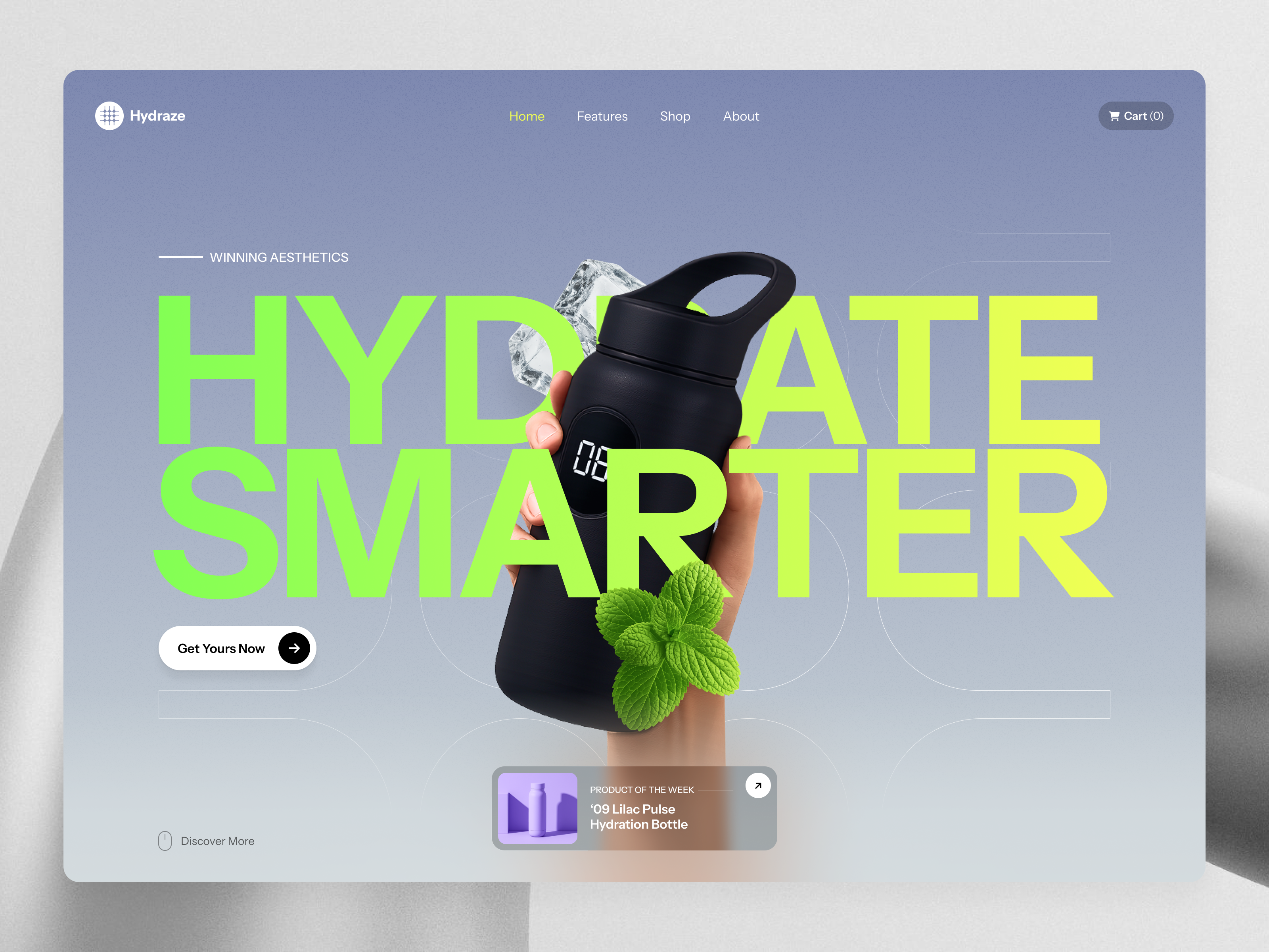 Smart Bottle Website Hero Design ecommerce fitness product framer header hero hero section hydration landing page shopping sports ui user interface web web design workout