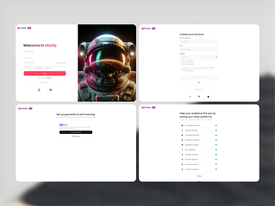 Utorify Creator Account Setup app cleanui creatortools design onboarding signup ui ux