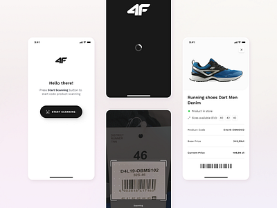 4F Mobile App for shop assistants android app checking clean clothes design ios mobile app price product scan scanning selling typography ui ux