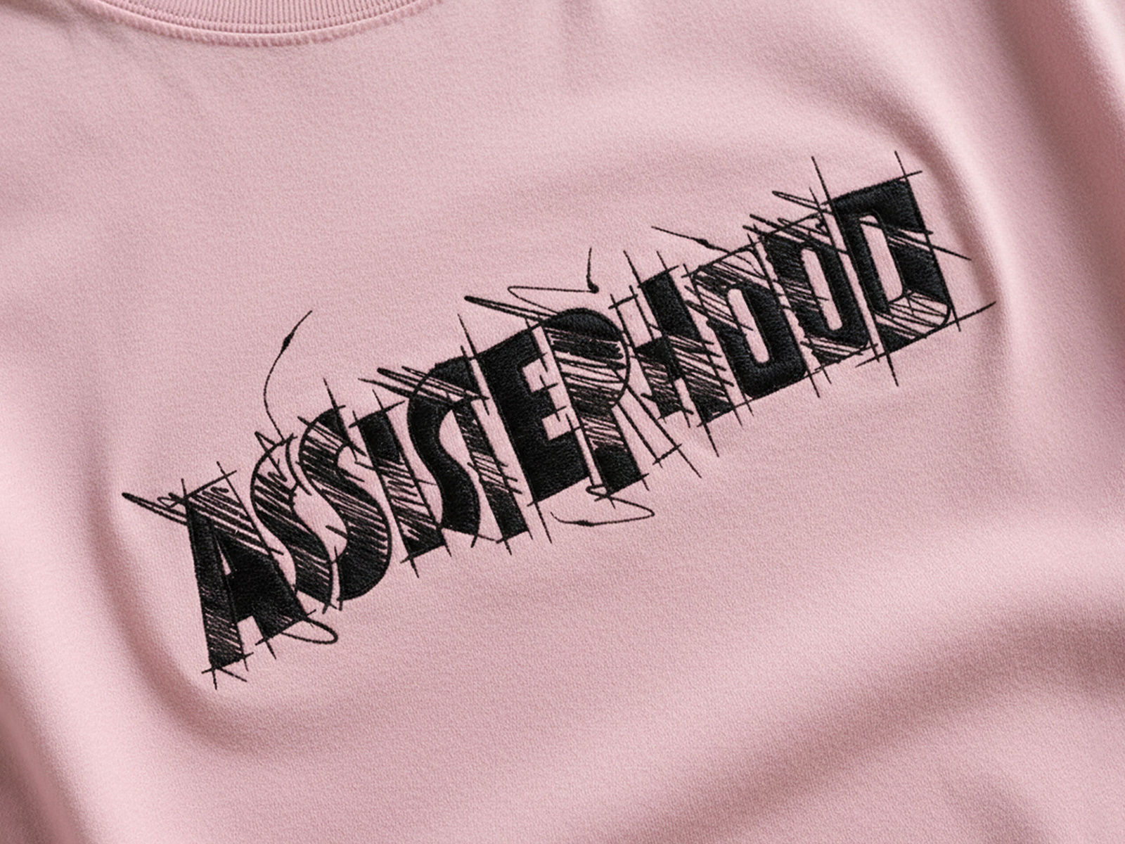 Assisterhood – lettering artwork for merch design apparel graphics clothing print embroidery lettering merch print sketch typography