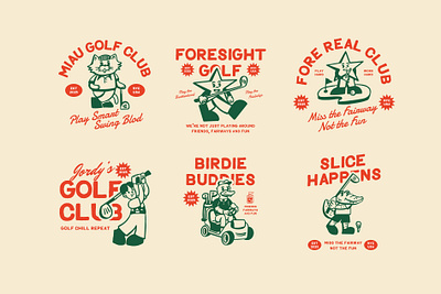 Retro Golf Mascot Graphic Collection apparel badge design badges custom type design golf golf graphic illustration merch merch design merchandise retro design retro mascot retro t shirt t shirt