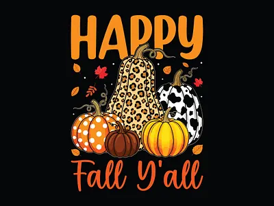 Happy Fall Y’all – Animal Print Pumpkin Illustration