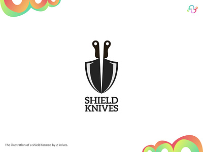 Shield Knives Logo armor armory blade brand design butcher defense knife knives logo design logo designer logo for sale logo idea logo inspiration logomark logotype shield sword weapon zzoe iggi