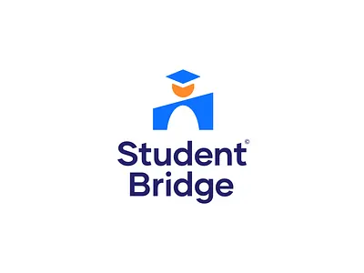 Student Bridge logo branding bridge design geometry graphic design hat icon illustration logo mark minimalism negativespace sudent sun