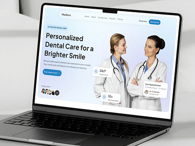 Mediora - Dental Clinic Landing Page branding dentalclinic design illustration landingpage ui ui design uiux user research