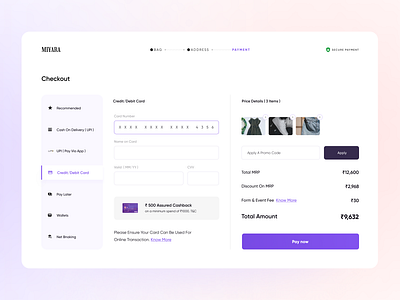 Payment Checkout 💳 bill card cart checkout credit card e commerce pay payment saas step ui ux website