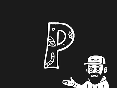 Letter „P” animation handlettering lettering monochromatic simple typography