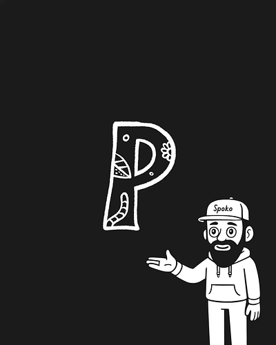 Letter „P” animation handlettering lettering monochromatic simple typography
