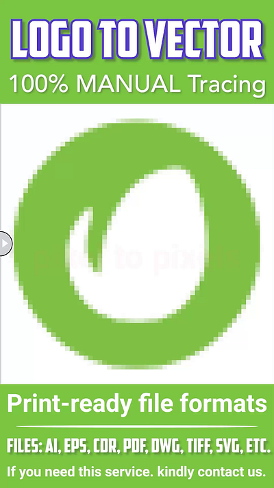 I provide professional vector tracing services. ai eps svg pdf conversion