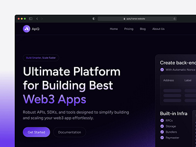 APIQ — Web3 Blockchain Website ai clean dark design landing page saas tech technology ui ux web design web3 website