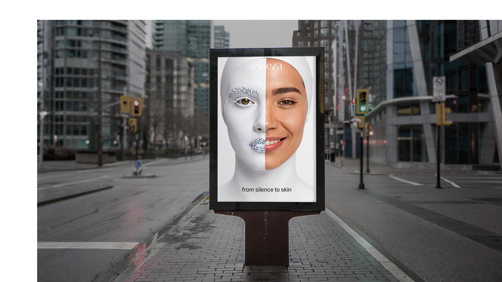 Asceza Billboard — From Silence to Skin clinical aesthetics