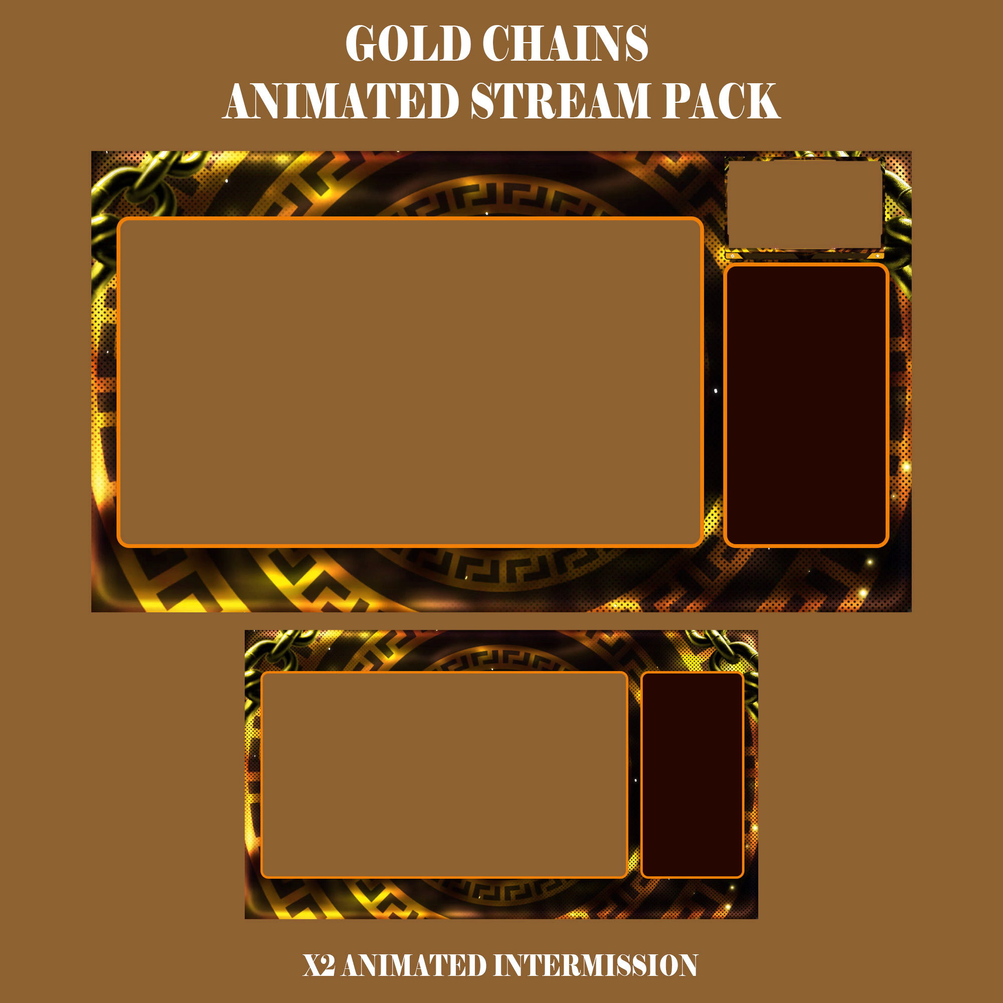 Gold Chains Animated Stream Overlay Pack I Twitch Overlay by ...
