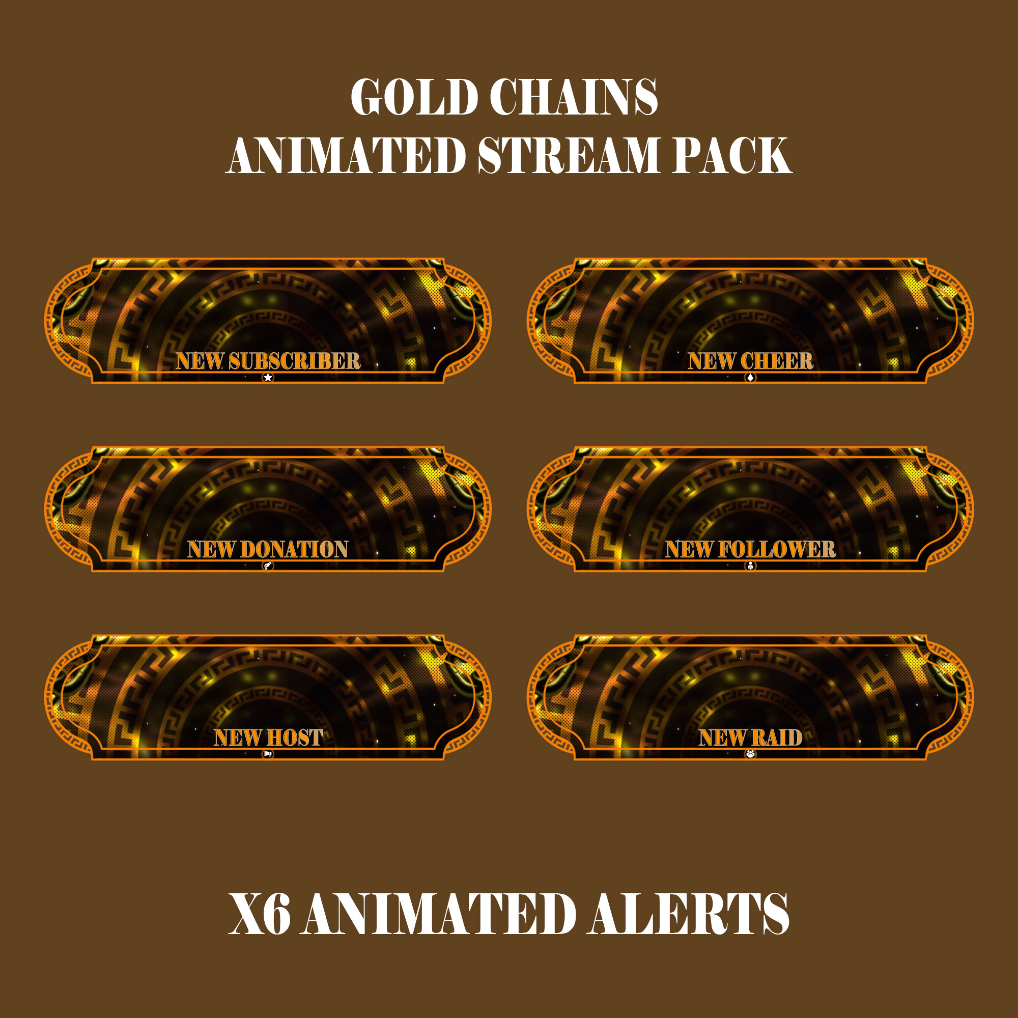 Gold Chains Animated Stream Overlay Pack I Twitch Overlay by ...
