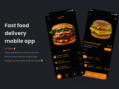 Food delivery mobile app app branding burger business development fast food food food delivery landing page mobile app pizza startup ui ui ux ui design user interface ux design web developer website website design