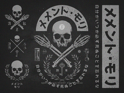 Memento Mori Japanese Graphic Design akhzart apparel design band merch brand branding clothing design death graphic design heavy metal illustration japanese art memento mori merchandise design music apparel shinigami skull streetwear t shirt design tattoo vintage japan