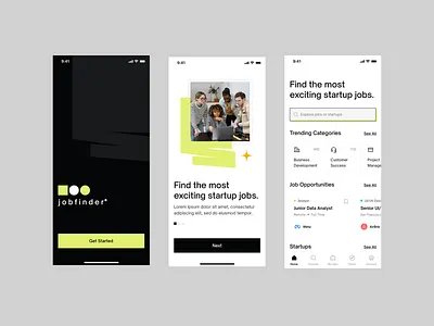 Job Finder App app app design app ui career career app finder hiring app job app job finder job finder app job platform job portal job portal app mobile mobile application modern app ui ux