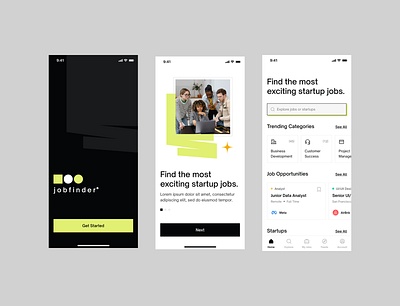 Job Finder App app app design app ui career career app finder hiring app job app job finder job finder app job platform job portal job portal app mobile mobile application modern app ui ux