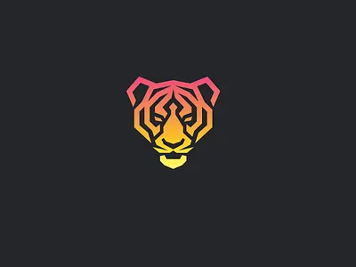 tiger branding business colorful gradient head hunter icon logo logo design logo designer mark minimal modern power professional sport strong tiger
