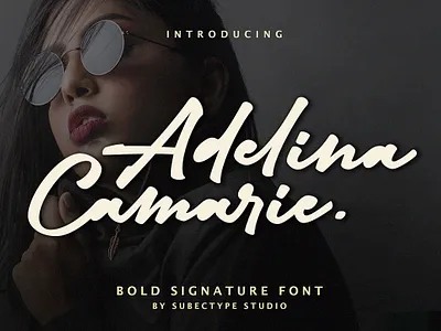 Adelina Camarie /Bold Signature Font bold font bold signature brushscript calligraphy retro hand writting handlettering handwritten marker font monolinefont script unique font unique script