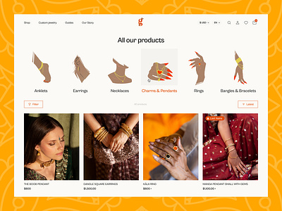 Redesign of an E-Commerce Website for a Jewelry Brand beautiful ui captivating ui creative direction e commerce indian style jewelry website landing page minimal design modern ui original ui responsive design stylish website ui uidesign ux vibrant ui visual identity web design website website development