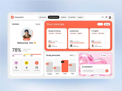 Learning Platform | Education Platform | Elearning | DashboardUI ai assistant ai dashboard ai education ai learning ai product design dashboard design digital education e learning dashboard education dashboard education platform elearning learning dashboard learning platform modern website product design ui ux web design web interface design web responsive design website design