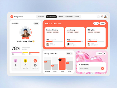 Learning Platform | Education Platform | Elearning | DashboardUI ai assistant ai dashboard ai education ai learning ai product design dashboard design digital education e learning dashboard education dashboard education platform elearning learning dashboard learning platform modern website product design ui ux web design web interface design web responsive design website design