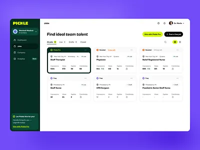 Pickle — Jobs best web design dashboard dashboard design design figma modern website ui ui design user experience user experience design user interface user interface design ux ux design web design website design website ui
