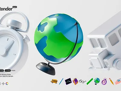 Back to School 3D Icons 3d asset 3d icon 3d illustration academic back to school backpack books education excitement fresh start knowledge new year notebooks school bus vback to school 3d icons